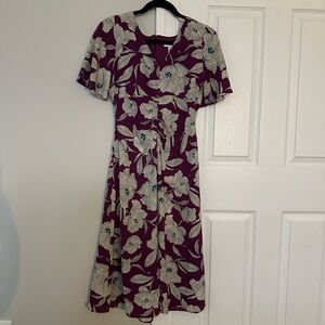 London Times Purple Floral Midi Dress